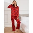 thumbnail image 5 of ebukurty Women's Pajama Sets 2 Piece Long Sleeves Red Plaid with Pocket Lounge Sets, Sizes S-XL, 5 of 9