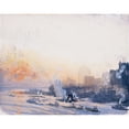 thumbnail image 2 of Joseph Pennell 14x12 Gold Ornate Wood Frame and Double Matted Museum Art Print Titled - Winter Sunset, New York Harbor (circa 1921-1926), 2 of 4