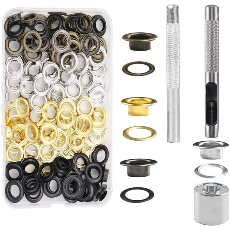 Eyelet Tool Kit, 100 Set Eyelets, Tarpaulin Eyelets, Grommet Eyelets