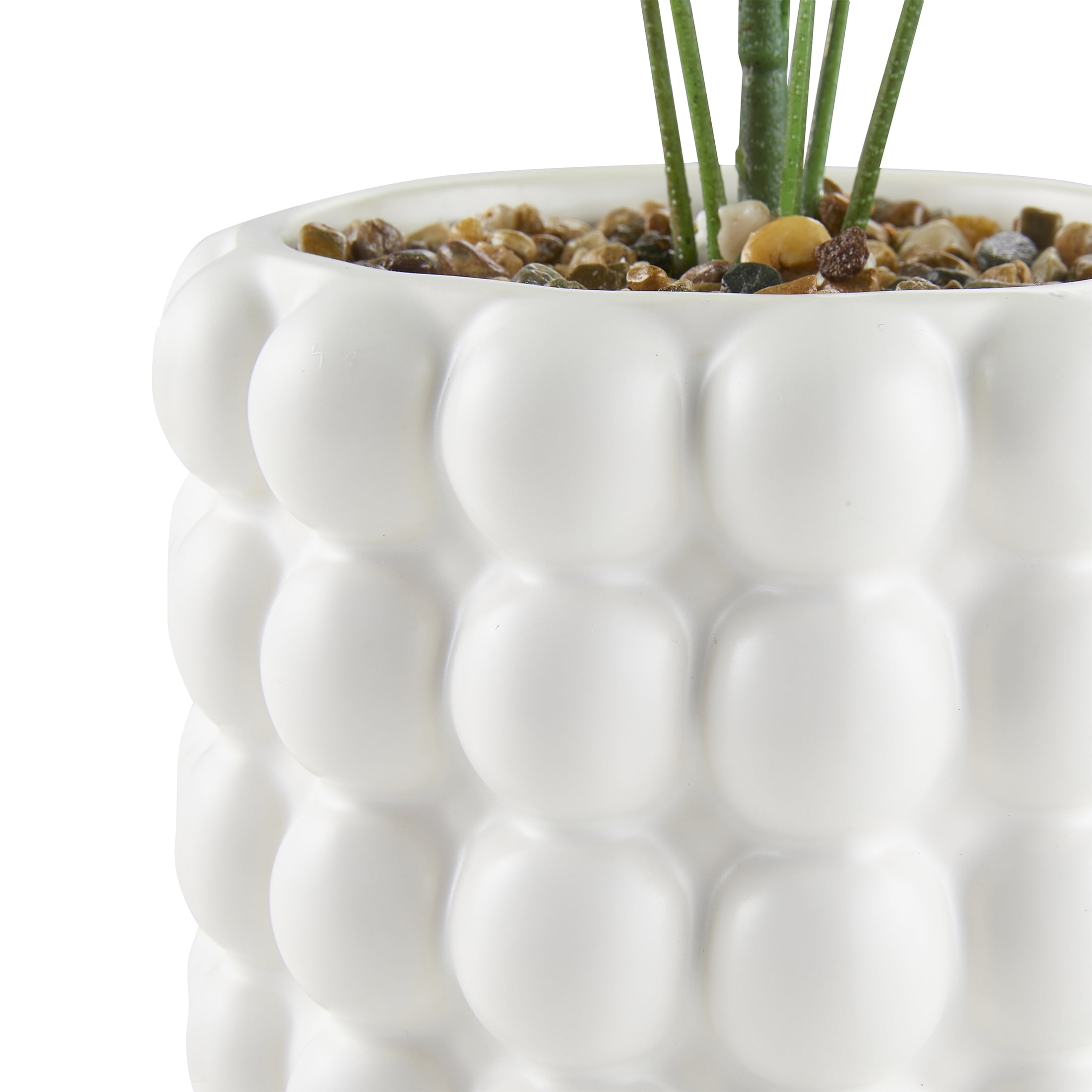Home Dcor Collection 15.5” Artificial Faux Plant in White Ceramic Bubble Vase Modern Decor