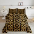 thumbnail image 2 of Erosebridal Boho Black Gold Damask Bedding Twin Comforter Set, Victorian Baroque Down Comforter, Reversible 2 Pieces, 2 of 8