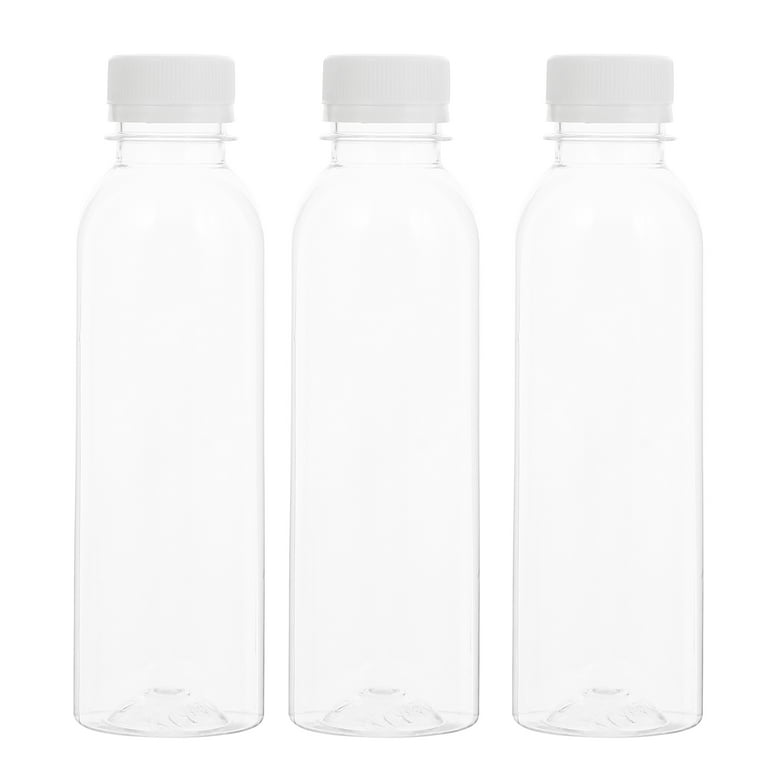 5 Pcs 5 oz Plastic Juice Bottle Reusable Transparent Bulk Beverage  Containers for Juice, Milk And Other With Black Lids