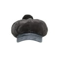 thumbnail image 2 of WITHMOONS Winter Fuzzy Pom Fleece Y2K Newsboy Hat Suede Brim Baker Boy Beret Flat Cap SLG1453 (Grey), 2 of 5