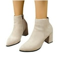 thumbnail image 5 of RUIYANQI Women's Suede Ankle Boots - Side Zip Pointed Toe Booties, Trendy Chunky Heel Footwear, Stylish Fall Winter Shoes, Comfortable Dressy Casual Pumps Beige Women Sandal, 5 of 8