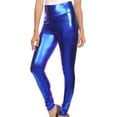 thumbnail image 6 of Sakkas Shiny Liquid Metallic High Waist Stretch Leggings - Made in USA - Royal Blue - 3X, 6 of 8