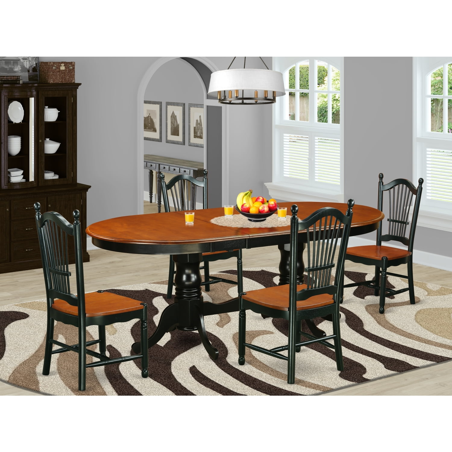 East West Furniture PLDO5BCHW 5Piece Dining room set with one