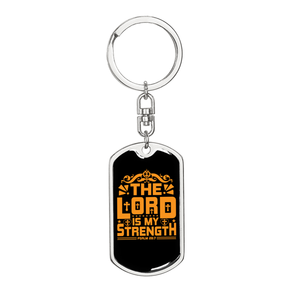 Lord Strength Golden Christian Stainless Steel or 18k Gold Premium Swivel Dog Tag Keychain