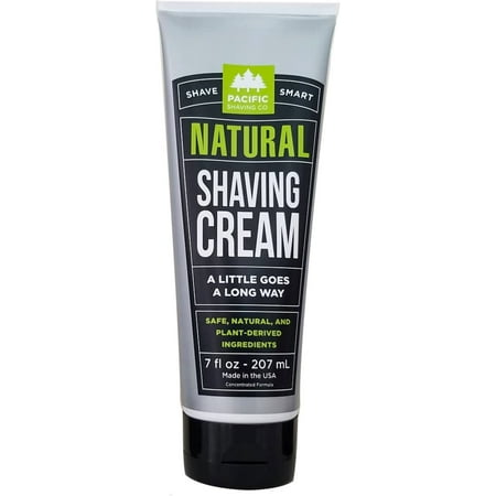 Pacific Shaving Company Natural Shave Cream - with Safe, Natural, and Plant-Derived Ingredients for a Smooth Shave, Healthy, Hydrated, & Softer Skin, Less Irritation, Cruelty-Free, Made in USA, 7 oz