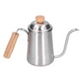 thumbnail image 1 of Cafetera, Vierta Sobre El Hervidor De Café Diseño Ergonómico Acero Inoxidable Con Mango De Madera Para El Hogar Oficina Cafetería Para Entusiastas Del Café Por Goteo Octpeak Coffee Kettle, 1 of 8