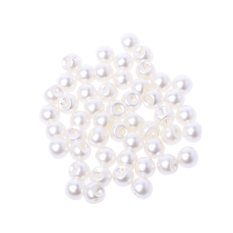 40 Pcs Round Resin Faux Pearl Shank Bottons Sewing Scrapbooking DIY Crafts 12mm 