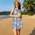 thumbnail image 3 of Balery Cute Fat Cat Vestidos de verano para mujer con estampado: vestido holgado sin mangas, vestido playero informal y cómodo para días calurosos., 3 of 7