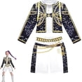 thumbnail image 2 of Guvpev G'irls Popular Singer Cosplay Costume, 3-Piece Pop Idol Group Cosplay Outfit with Jacket, Top & Shorts for Halloween Cosplay & Stage Performance Dress Up, Ages 3-14, 2 of 9