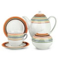 thumbnail image 5 of Porcelain Cup for Mocha Cappuccino Tea and Coffee 9.13 fl oz (270 ml) Antique Mosaic Porcelain Tea Cup and Saucer Set Pretty Tea Cup with Matching Saucer, 5 of 8