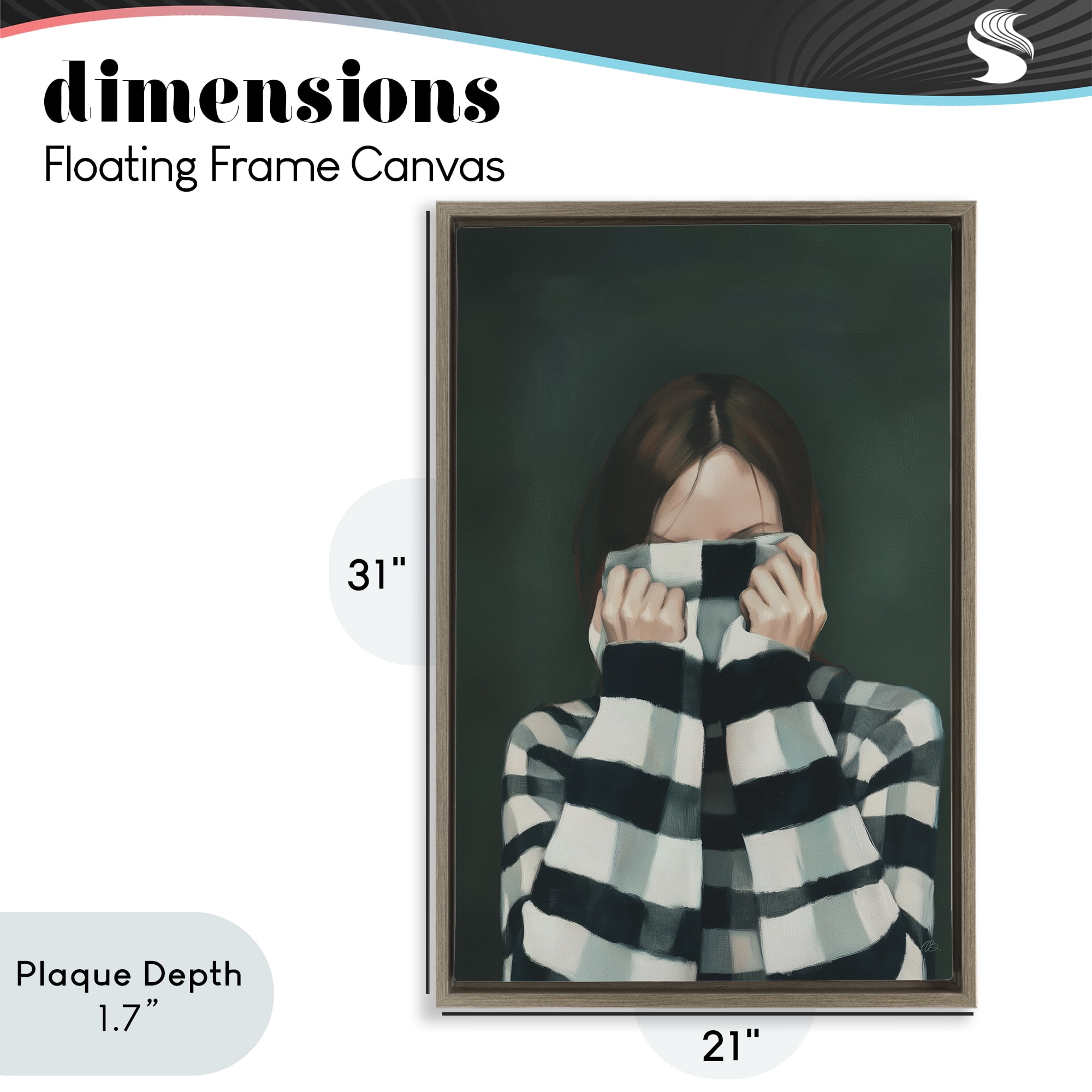 Stupell Industries Warmed Striped Sweater Portrait Brown Framed Floater Canvas Wall Art, design by Ros Ruseva
