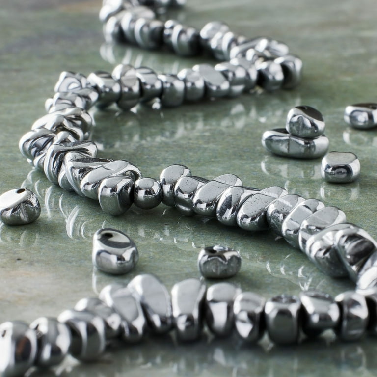 12 Pack Rhodium Reconstituted Hematite Chip Beads by Bead Landing