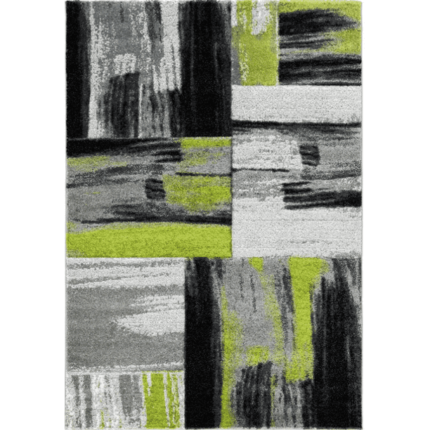 Area Rug Carpet In Green Black Grey, Grey Colored Area Rugs