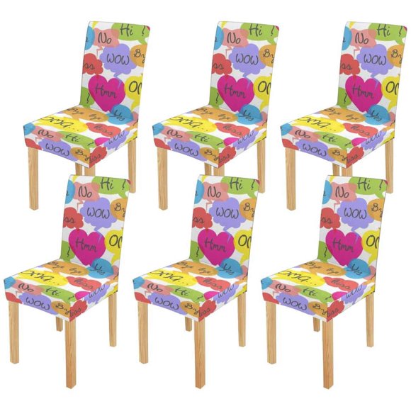 RYLABLUE Speech Bubbles Stretch Chair Cover Protector Seat Slipcover for Dining Room Hotel Wedding Party Set of 6
