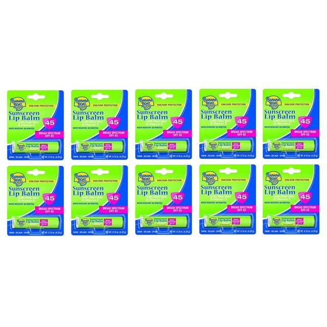 Bálsamo labial Banana Boat Sunscreen SPF 45, 4,4 ml (10 unidades)