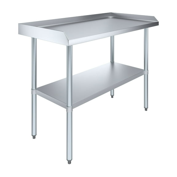 AmGood 48" Long x 24" Deep Commercial Work Table with Backsplash and Sidesplashes | Stainless Steel Prep Table for Kitchen, Restaurant, Garage, Laundry | NSF