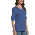 thumbnail image 6 of Casual V Neck T-Shirts for Women, Trendy Half Sleeve Elbow Length Tops, 6 of 6