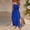 *Blue, variant on U Women's Square Neck Spaghetti Strap Tiered Ruffle Maxi Dress with Elastic Waist ,Solid Color Casual Long Dress Green,Womens Plus S