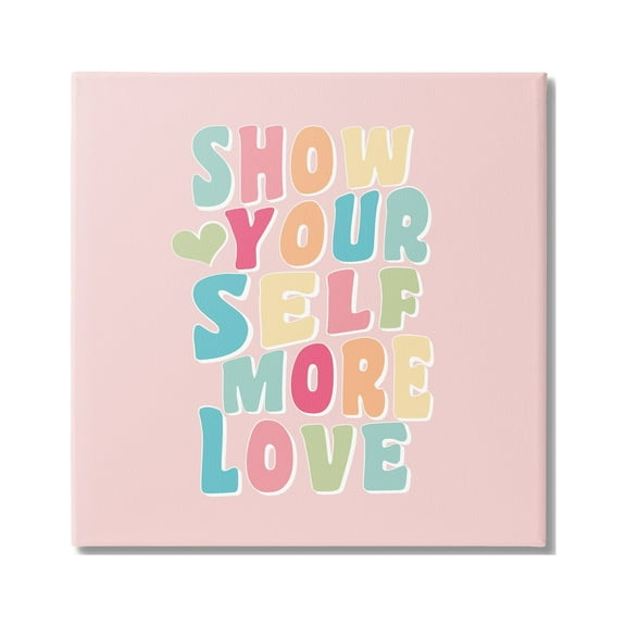 Stupell Industries Retro Pastel Self Love Inspirational Painting Gallery Wrapped Canvas Art Print Wall Art, 17 x 17