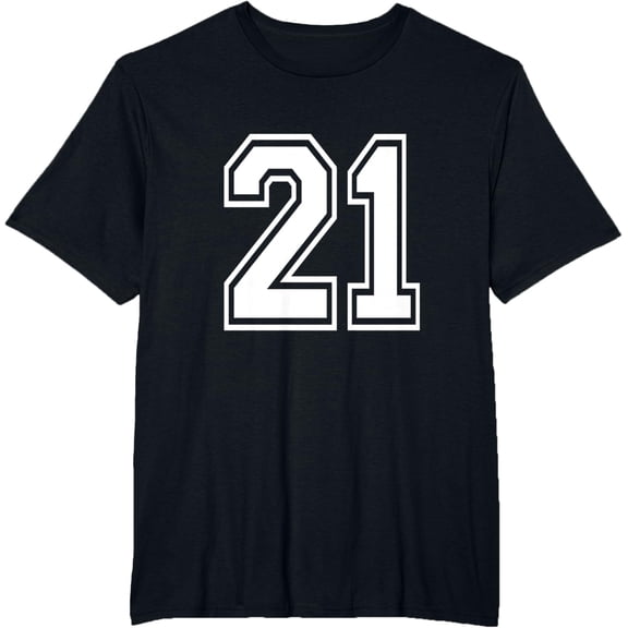 t-shirt Number 21 Varsity Sports Team Jersey 21st Birthday 21 Years T-Shirt mens，black，women，funny，journey，Crew Neck, Short Sleeve,printing