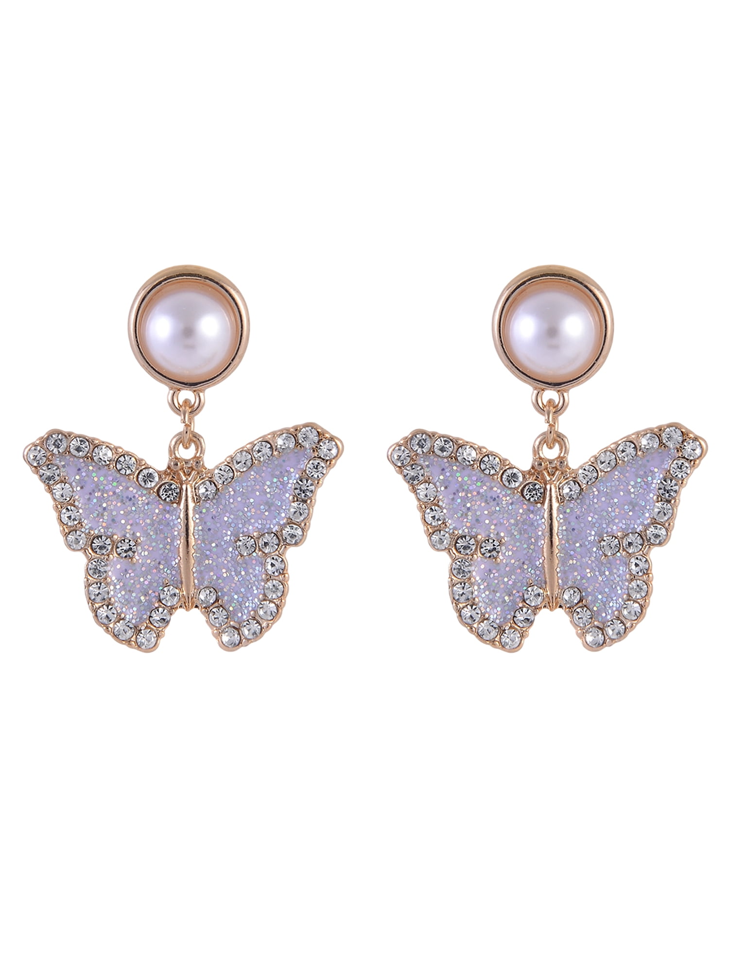 Wonder Nation Goldtone 3pc Butterfly Multi Stone Glitter Drops Earring Set