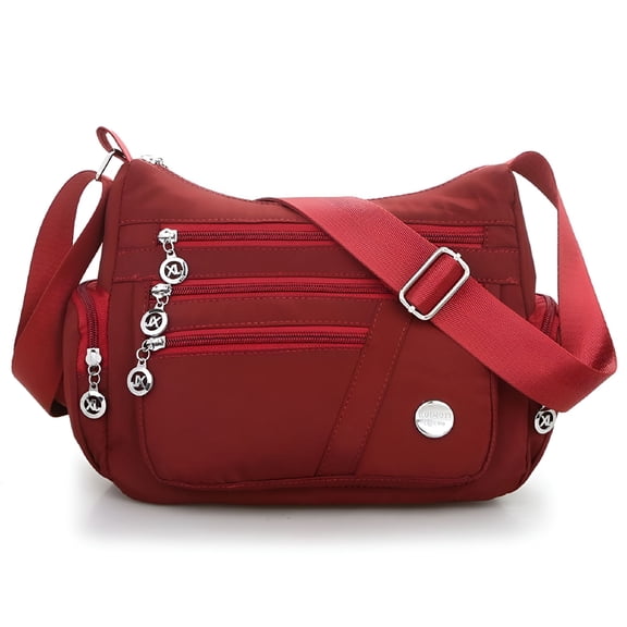 GASTROPOD Women Multi Pockets Crossbody Bag Waterproof Nylon Single Shoulder Bag Travel Purses Handbags, Red
