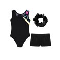 thumbnail image 4 of Venjoe Kids Girls 3 Piece Gymnastics Leotards Outfits Sparkling Ballet Dance Unitards with Shorts Yellow&Black 8, 4 of 7