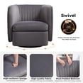 thumbnail image 4 of Bonzy Home 360° Swivel Accent Chair, Upholstered Velvet Barrel Chair with Plush Padded Backrest, Modern Swivel Armchair for Living Room Bedroom, Gray, 4 of 7