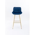thumbnail image 6 of Modern Bar Stools Set of 2,Velvet Bar Chairs with Tufted Back and Golden Metal Footrest,Upholstered Counter Height Bar Stools Dining Chairs,Club Side Chairs for Home Bar Counter Kitchen,Blue, 6 of 7