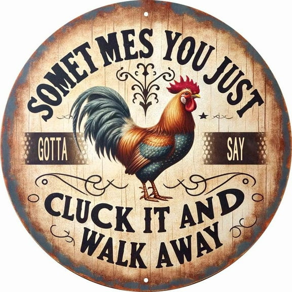 1pc 7.87x7.87inch Aluminum Vintage Rooster Metal Wall Art Sign " - Round Decor for Kitchen, Bar, Home & Backyard - Retro Look DIY Craft Gift