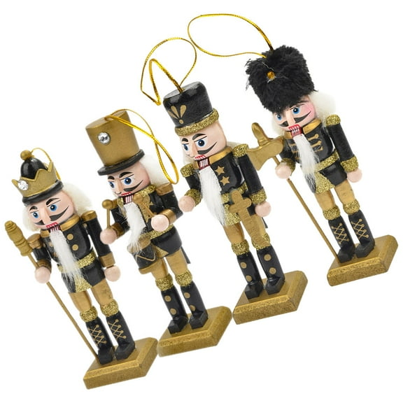 4pcs Christmas Nutcracker Figures Wooden Nutcracker Ornaments Xmas Nutcracker Pendant