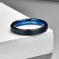 thumbnail image 2 of JQUEEN 4mm Black Tungsten Ring for Unisex Men's Blue Groove Wedding Bands Engraved I Love You Size 5-12, 2 of 5