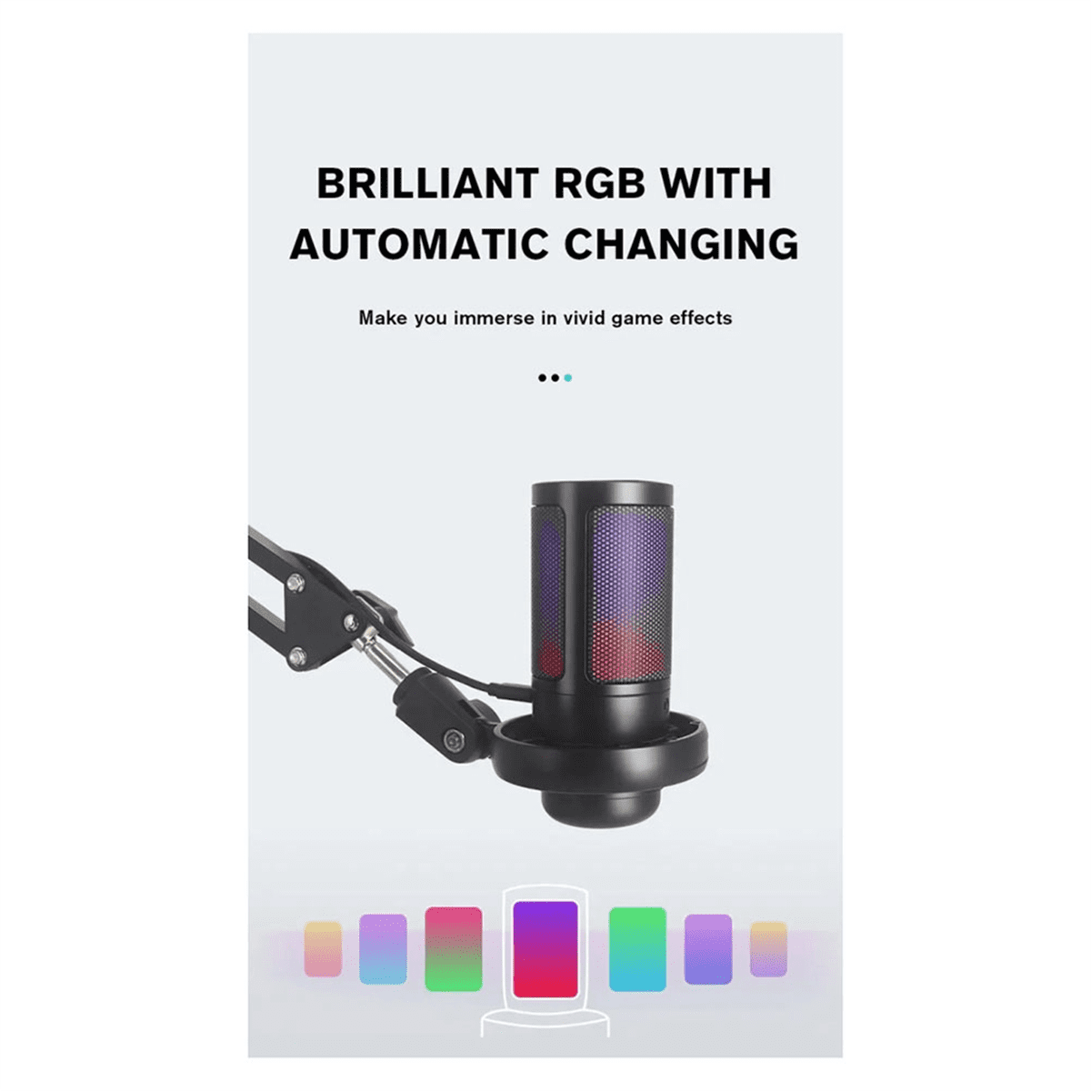 Gaming RGB Recording Microphone with Adjustable Arm Stand
