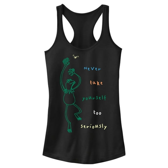 Junior's The Muppets Kermit Serious Dance Racerback Tank Top Black X Small