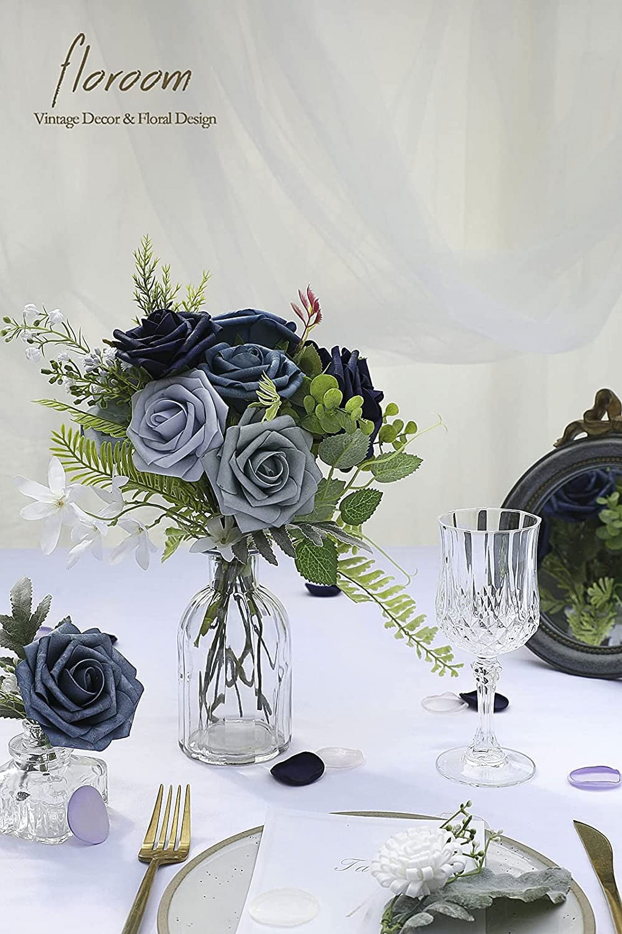 Artificial Flowers 25pcs Real Looking Emerald Green Ombre Colors Foam Fake Roses with Stems for DIY Wedding Bouquets Bridal Shower Centerpieces Sage Green Floral Arrangements Tables Decoration