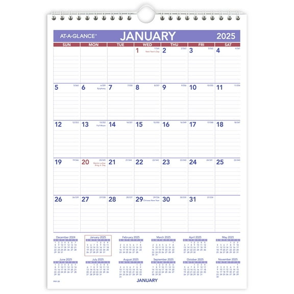 AT-A-GLANCE 2025 Monthly Wall Calendar Small 8 x 11 - Monthly Wall Calendars