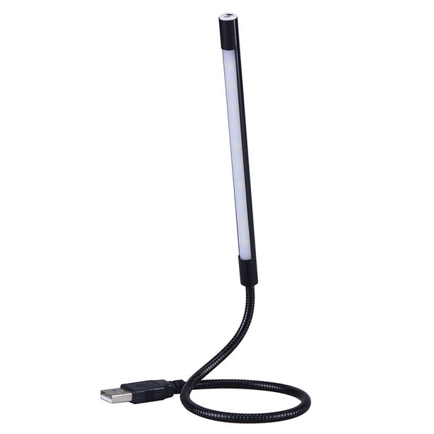 2 lámparas de lectura LED USB, flexible, regulables, interruptor táctil, cuello de cisne, luz USB, lámpara portátil para libros, ordenador, cama, negro y plateado