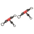 thumbnail image 1 of Conector Giratorio de 3 Vías, Terminal de Barril T de Acero Inoxidable de 28lb, Negro Paquete de 60, 1 of 7