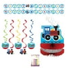 All Aboard Train Birthday Party Decorations Pack - Centerpiece, Swirl Decorations, Banner, with Birthday Candles
