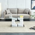 thumbnail image 3 of A rectangular modern and fashionable coffee table with tempered glass tabletop and white MDF legs. Suitable for living room.47.2"*25.5"*18", 3 of 9