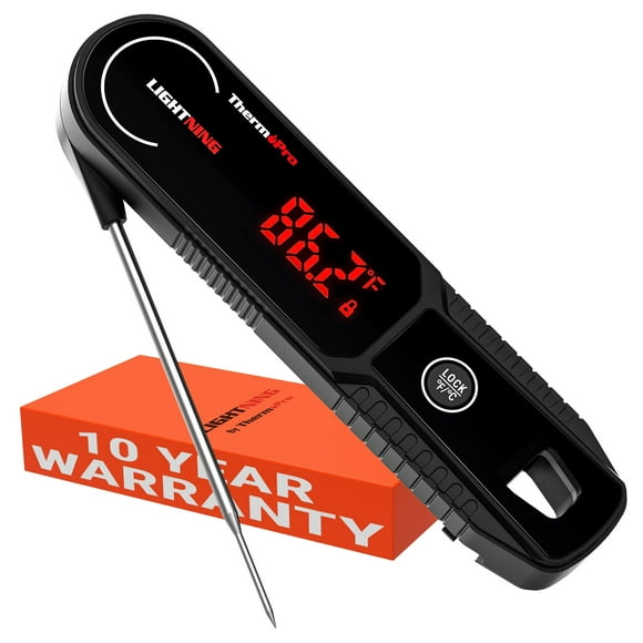 ThermoPro Lightning 1-Second Instant Read Meat Thermometer, Kitchen Food Thermometer with Auto Wake/Sleep/180° Rotating Display, Waterproof Cooking Thermometer for Oil