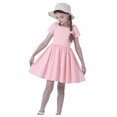 thumbnail image 2 of HILEELANG Tween Girl Dress Short Sleeve Summer Light Pink Casual Tie Back Princess Elegant Party Dress 9-10T, 2 of 7