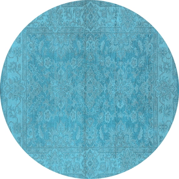 Ahgly Company Indoor Round Oriental Light Blue Industrial Area Rugs, 3' Round