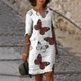 thumbnail image 1 of WILLBEST Maxi Vestidos de Mujer Vestido Informal de Verano con Cuello En V y Manga Media con Estampado Retro Chica, 1 of 3