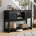 thumbnail image 4 of RoyalCraft Console d'Entrée de Ferme en Bois avec Étagères de Rangement, Noir, 4 of 8