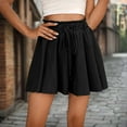 thumbnail image 2 of Lenpel Flowy Shorts for Women Summer Ruffle Elastic High Waisted Pleated Wide Leg Boho Casual Shorts Beach Vacation Clothes, 2 of 7