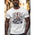 thumbnail image 2 of Lighthouse Men's T Shirts Seagulls T-Shirt for Men Ocean Graffiti Crew Neck Tees Cotton Tops, White, 3XL, 2 of 7